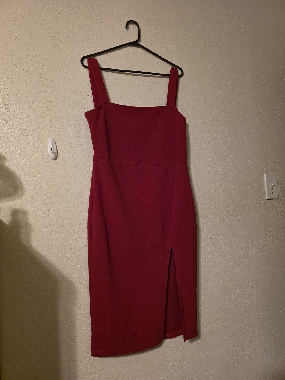 SHEIN Fuchsia Square-Neck Midi Dress with Front Slit